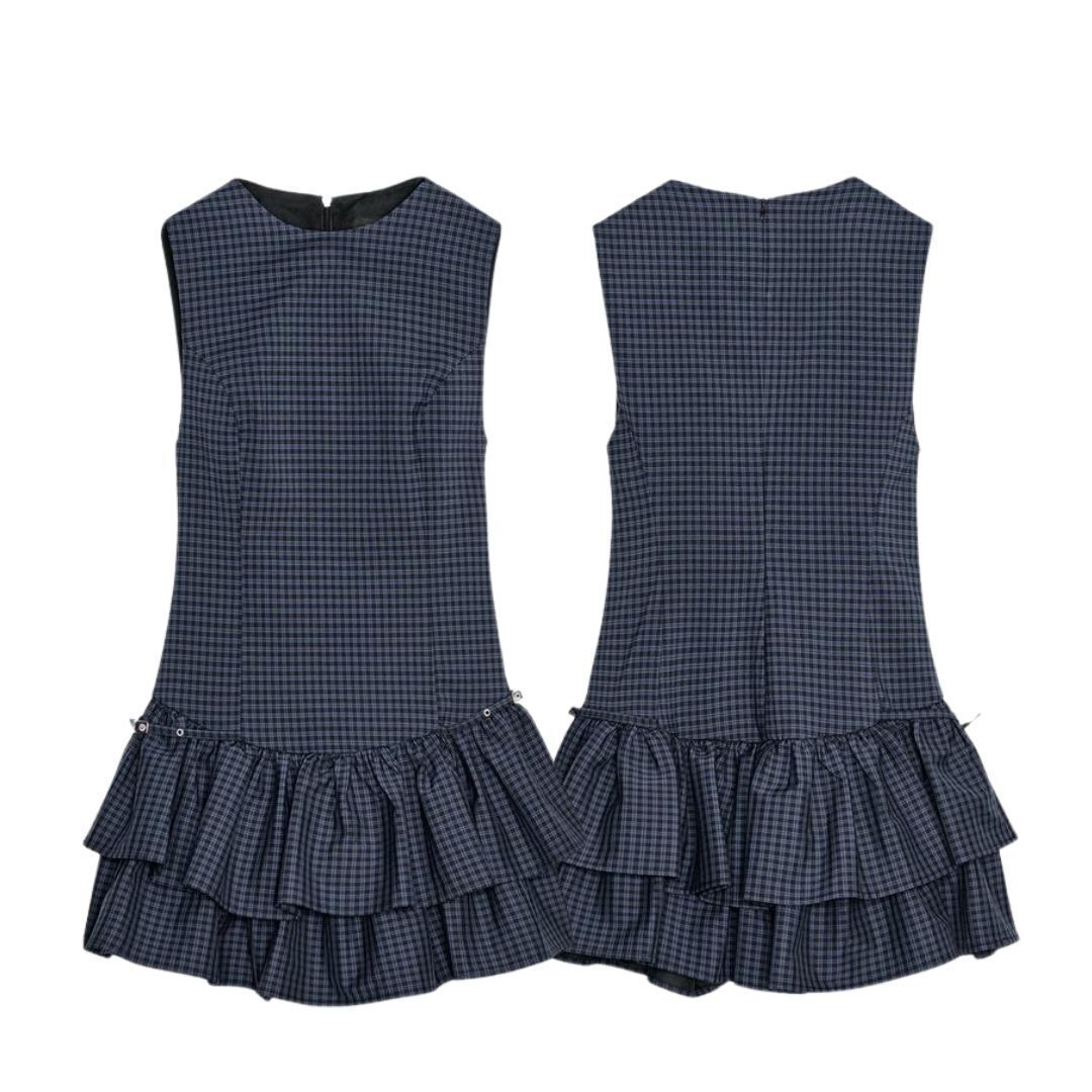 ZARA】NEW フリル付きチェック柄ショートワンピース (ZARA/ワンピース