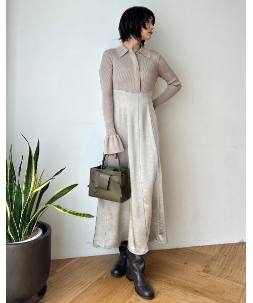 FRAY I.D（フレイアイディー）の「ポロカラーニットワンピース