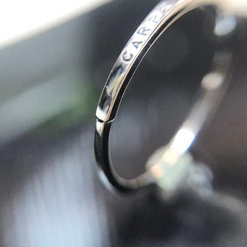 極細リング PT900 プレートリング 刻印メッセージリング K18でも対応
