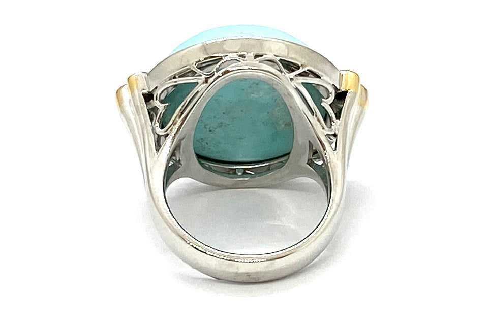 Emerald Pt900/K18トルコ石 エメラルド ダイヤモンドリング(NO.61397