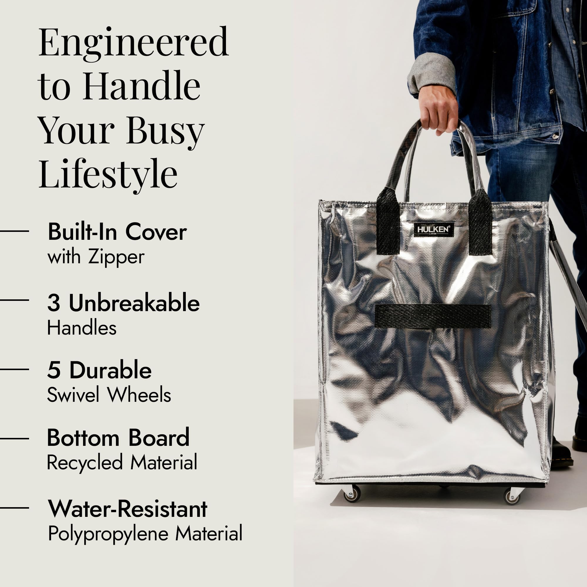 Amazon｜HULKEN （ハルケン） シルバー L 再利用可能な食料品バッグ