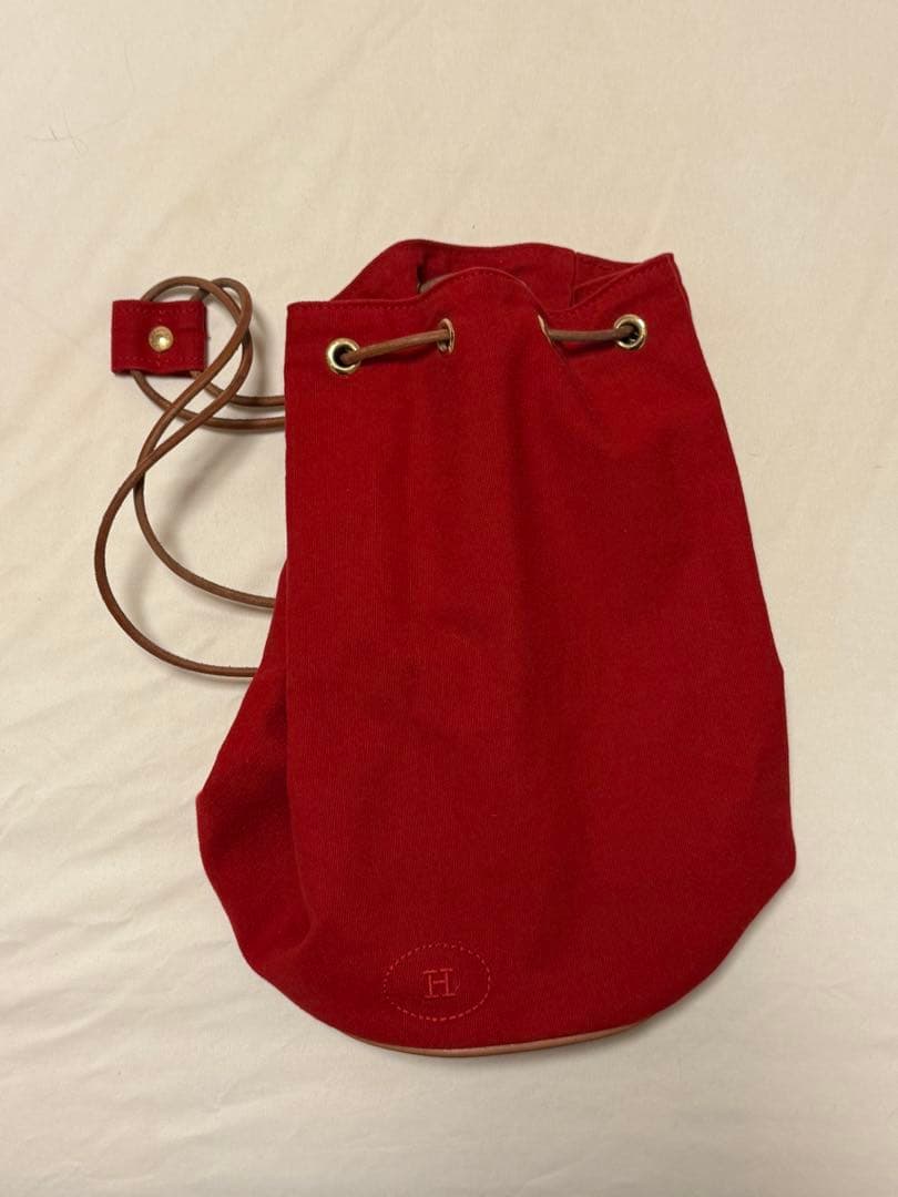 エルメス 赤 キャンバス ドローストリングショルダーバック HERMES（エルメス） エールバッグTPM ショルダーバッグ キャンバス