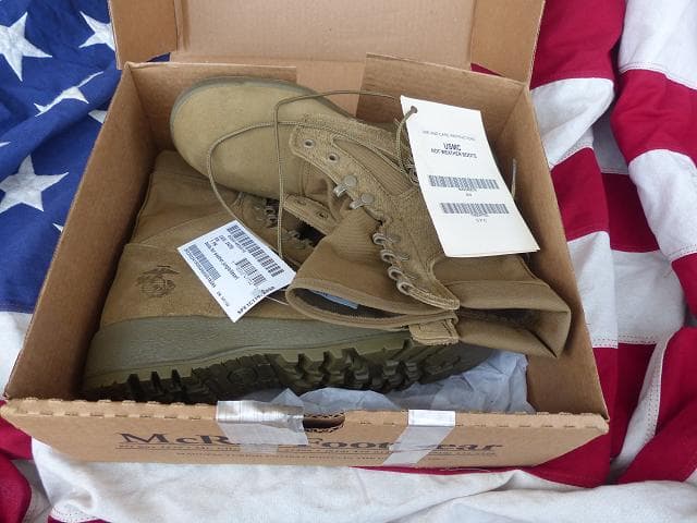 米軍実物　USMC コヨーテコンバットブーツ　8W　HW　McRae　358 Size 5.5R - Used USMC Hot Weather Combat Boots Mcrae Coyote Brown